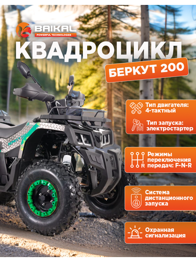 Квадроцикл BAIKAL БЕРКУТ 200 зеленый