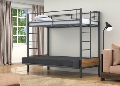 Двухъярусная кровать-диван Дакар 1 Серый (вставки дуб крафт табак) фото 1