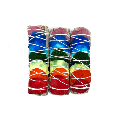 Белый шалфей 7 чакр с розой 10 см.