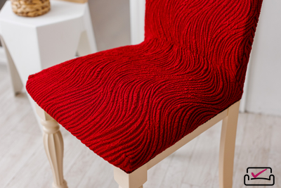 Чехол на стул Жаккард Волна Бордовый. Россия