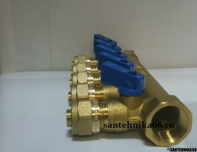 Коллектор с шаровыми кранами TIM 3/4 х 16 м/п на 2 3 4 5 выходов