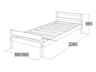 Кровать №13-  односпальная (одинарная) из массива дерева 900х2000 мм