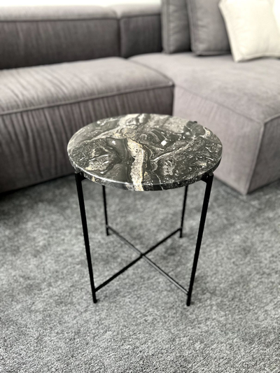 Кофейный столик со столешницей из мрамора ARABESCATO OROBICO (400x400x500мм) - арт 25-360