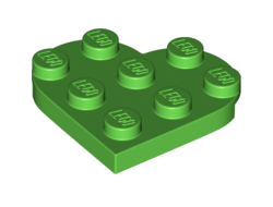 Plate, Round 3 x 3 Heart, Bright Green (39613 / 6294357)