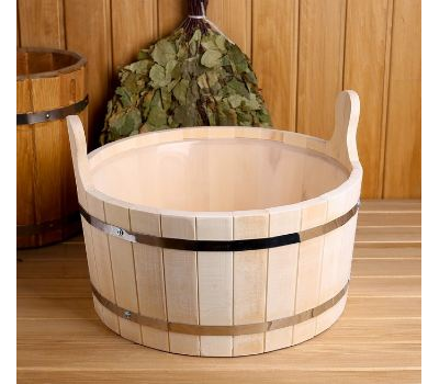 Шайка из липы круглая, пластиковая вставка, 15л