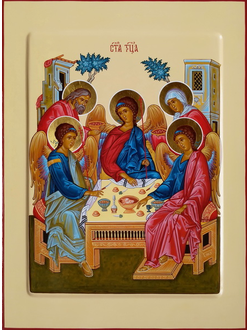 Троица Пресвятая. Рукописная православная икона.