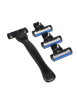 PROWAY Станок для бритья с тройным лезвием, плавающая головка + 3 сменные кассеты, силикон, пластик, 12 наборов