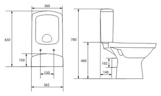 Унитаз компакт Cersanit  EASY 400 ES011 3/5 c крыш. дюропласт, lifting,(EASY-OFF)