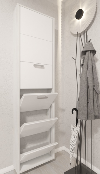 Обувница Айрон-6 Лайт (фасад стекло Белое)