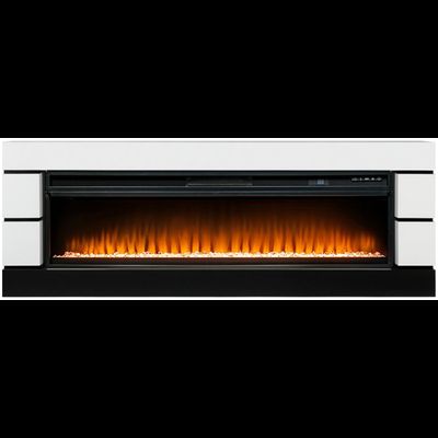 Линейный электрокамин Modern белый с черным с очагом Vision 60 LED