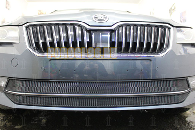 Защита радиатора Skoda Superb 2015- (2 части) black