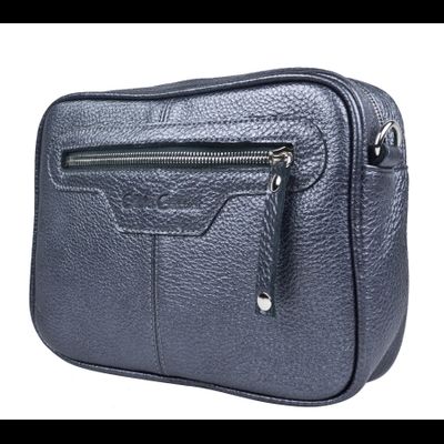 Кожаная женская сумка Melotta shiny grey (арт. 8017-40)