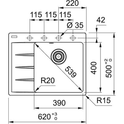 Мойка Franke Centro CNG 611/211-62 TL чаша справа