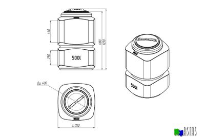 Емкость Экопром L 500 л черная