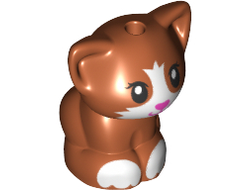 Cat, Friends, Baby Kitten, Sitting with Black Eyes, Dark Pink Nose and Mouth, and White Muzzle and Paws Pattern, Dark Orange (69902pb01 / 6329912)