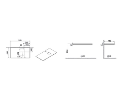 Столешница стеклянная, Vitra Origin, 90 см, правосторонняя, белая, без отверстия 65760