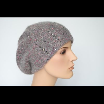 Берет серый с фуксией Vizio 1010 B Италия с украшениями