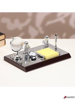 Набор настольный канцелярский Премьер 5в1 с часами. 9944985