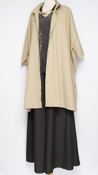 Рубашка Бохо "Хлопок свободная" бежевая до р.58