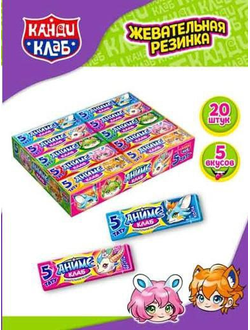 Жевательная резинка в пластинках с татуировками "Аниме Клаб" ассорти 12,5гр*20шт*30 блоков.