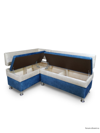 Кухонный угловой диван "Форум-4", Синий/Слоновая кость Левый