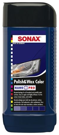 Полироль цветная с воском &quot;SONAX Polish &amp; wax color NanoPro&quot; 250 мл (темно-синяя)