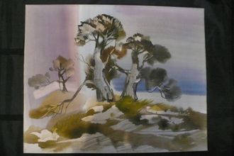 Кошелев В.П. Сосны на дюнах. Чудское озеро. б. акв. 49Х61 1990г (207)