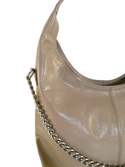 (АРТИКУЛ: 9927/1) СУМКА МЕШОК, БОЛЬШАЯ, НАТУРАЛЬНАЯ КОЖА С ГЛЯНЦЕМ, БЕЖЕВАЯ, РУЧКА ЧЕРЕЗ ПЛЕЧО