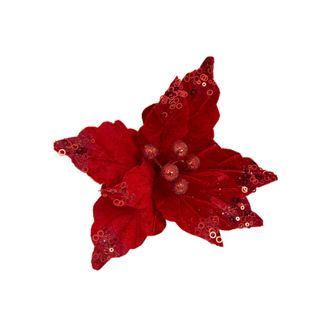 Украшение ёлочное Красный цветоккреплением на клипсе  22x22x15см, 81667