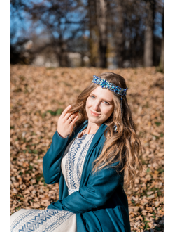 Накидка кафтан "Темная лазурь"