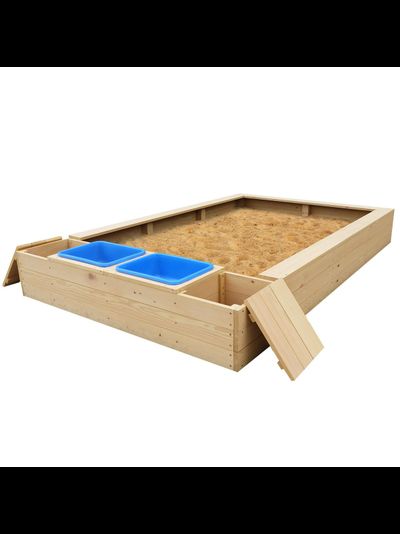 Песочница с ванночками и ящиками для игрушек фото