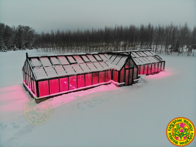 Зимняя английская теплица с холлом АГАТА размером 5500 х 11000 мм