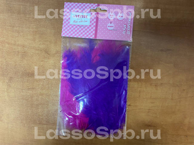 Перья декоративные для рукоделия 10-15 см 50 шт Розовые и фиолетовые