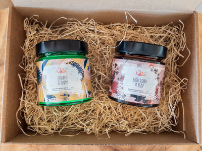 Подарочный набор| Пара  свечей  в стеклянных баночках