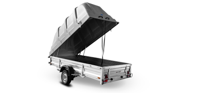 Прицеп «Спутник PRO» (3440x1500x380) пластиковая крышка, оцинкованная рама, с силовым подрамником, LED оптика НОВИНКА!!!