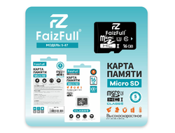 КАРТА ПАМЯТИ. ВЫСОКОСКОРОСТНОЕ ЧТЕНИЕ И ЗАПИСЬ. 16 Gb MicroSD FaizFull S87-16 (class 10 U3) без адаптера