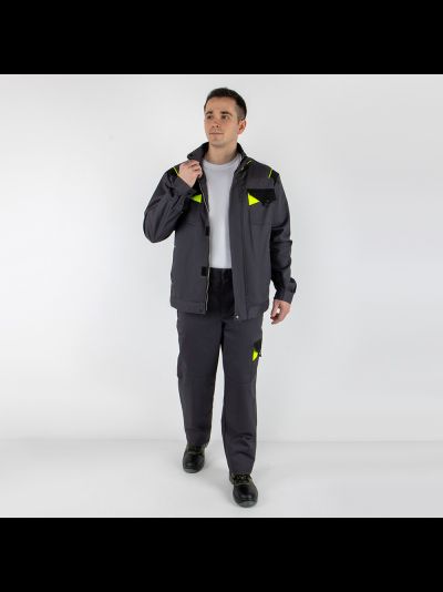 Брюки MILL-МАСТЕР цв. серый/чёрный/лимон, тк. твил 240