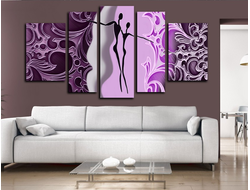 Модульная картина "Фиолетовые силуэты"