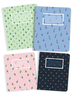 тетрадь с Авокадо, Арбуз, Свекла, Порей  в клетку 48 листов