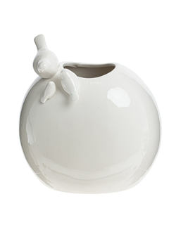 Ваза белая с тремя птицами D15 * H15 см