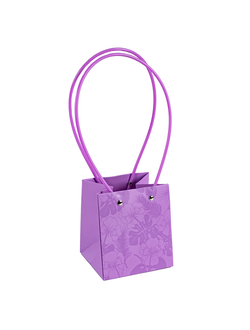 Пакет-сумочка "Квадрат Цветы" 11,5*11,5*13см Сиреневый КП04/6