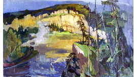 ТРЯСЦИН В.В. ЧУСОВАЯ 1973 Г. ХОЛСТ, МАСЛО 65Х107 (680)