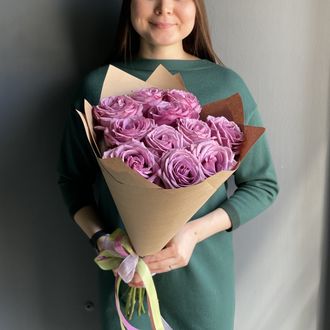 МОНОБУКЕТ ИЗ 11 РОЗ В СИРЕНЕВОЙ ГАММЕ - ( АРТ. М19)