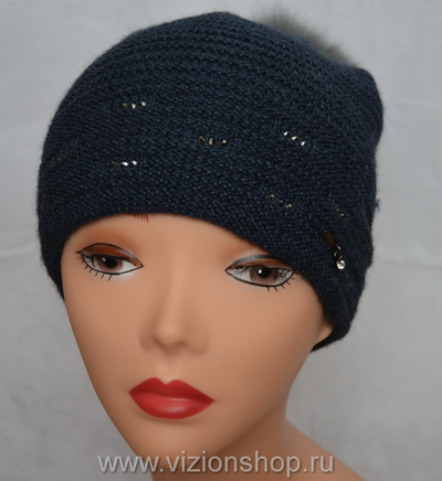 вязаная женская шапка с помпоном Италия vizio 5399 купить