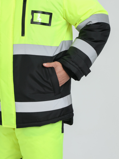 Костюм зимний сигнальный ProfLineSpecialist (тк.Оксфорд PU) брюки, желтый/черный