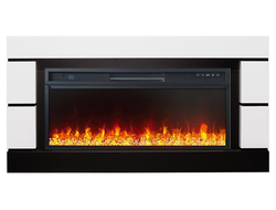 Линейный электрокамин Modern белый с черным с очагом Vision 42 LED