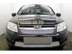 Защита радиатора Lada Granta 2014- лифтбек, седан (2 части) chrome PREMIUM