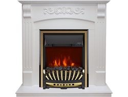 Каминокомплект Sorrento угловой - Белый дуб с очагом Aspen Gold