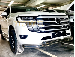 Защита переднего бампера двойная d76/60 Toyota Land Cruiser 300 (Юбилейная) 2021-