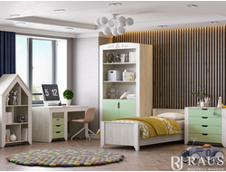 Композиция Детской БУКВА / Дуб Крафт Белый / Фисташка Софт